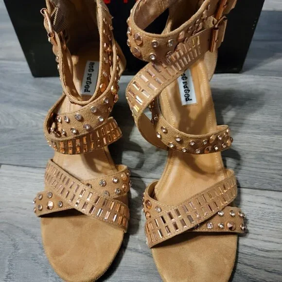 Not Rated Serpentina Rose Gold Embellished Wedge Sandal.  Size 9.  Worn once. - Picture 4 of 10